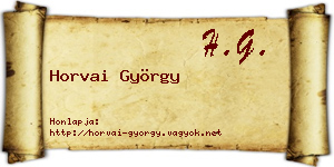 Horvai György névjegykártya